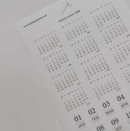 Minimalist Date Washi Sticker: 2026 Monthly Archival