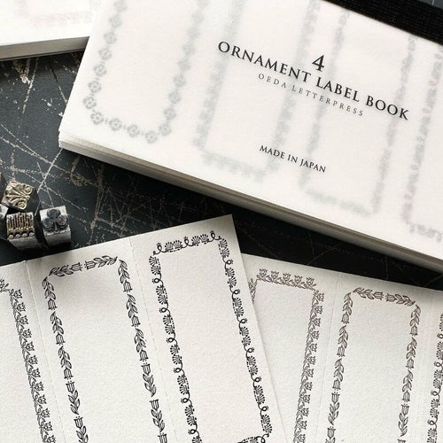 Oeda Letterpress 4 Ornament Label Book【Black・Bronze】