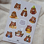 Foodie Bears Washi Sticker Sheet