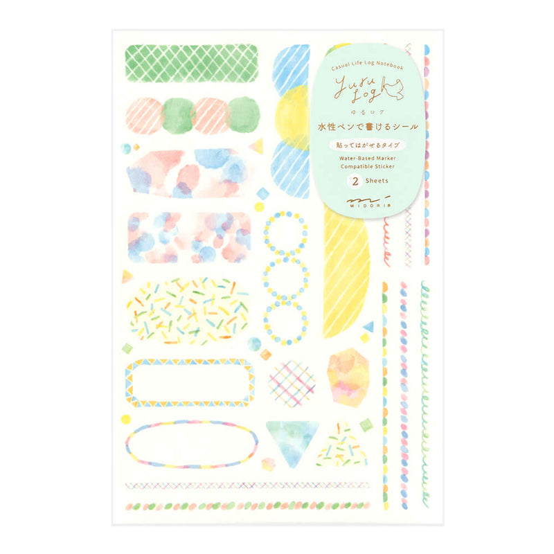 MD Yuru Log 2-Sheet Stickers - Watercolour