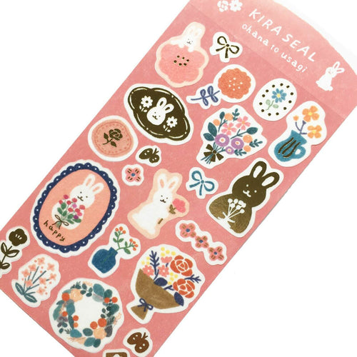 Furukawashiko Kira Seal Sticker - Flower and Rabbit