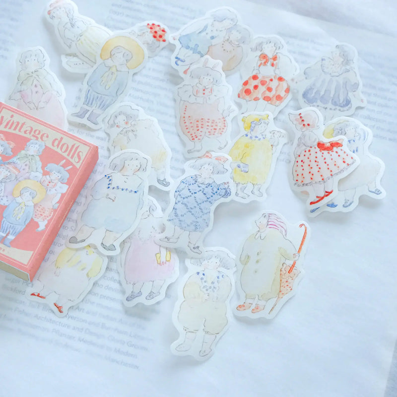 dodolulu Matchbox Sticker Flakes: Vintage Dolls