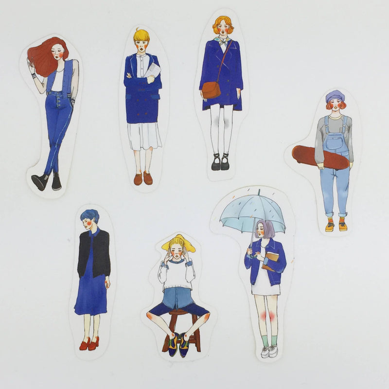 Stylish Girls Stickers Pack - Blue Series