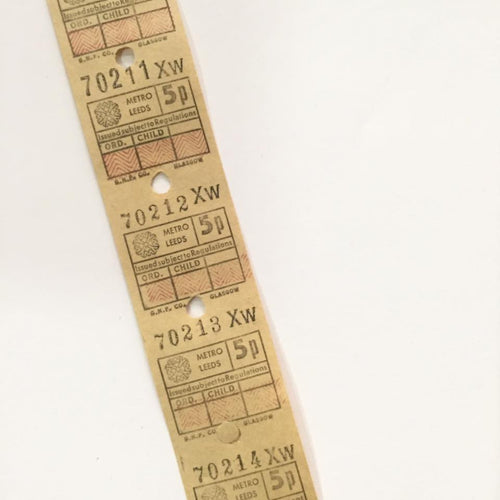 Vintage Bus Tickets Roll - Metro Leeds 5p