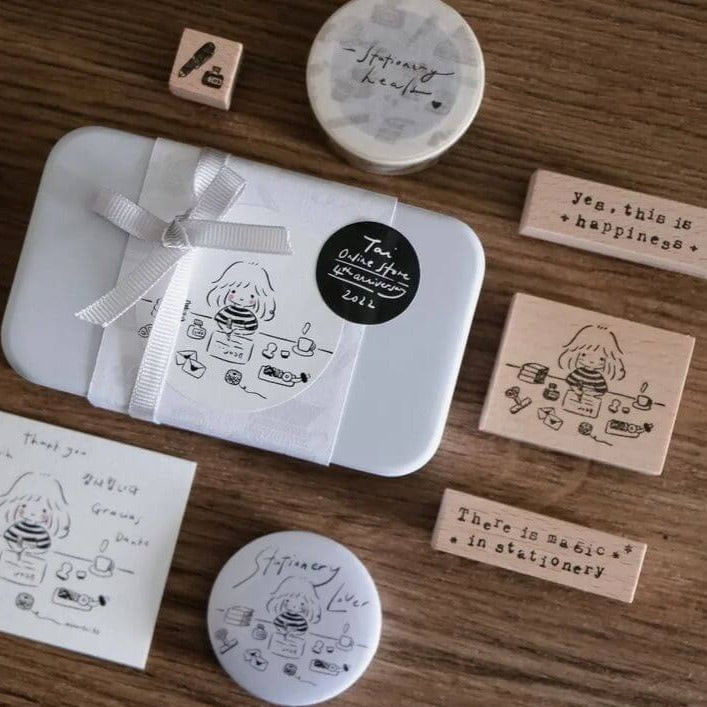 4th Anniversary Stationery Box Rubber Stamp