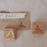 bighands Handmade Rubber Stamp - Mushroom Planet/Swing